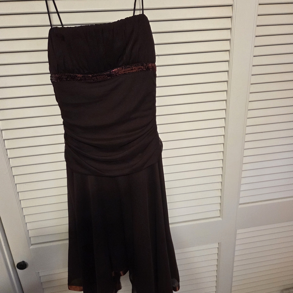 City Triangles Black Strapless Dress with Sequin Accent